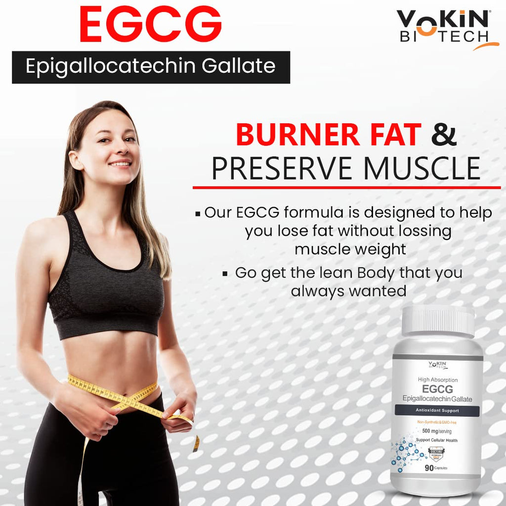 Vokin Biotech EGCG from Green Tea Leaf Extract 500mg EGCG - Antioxidant Support | Grocsy
