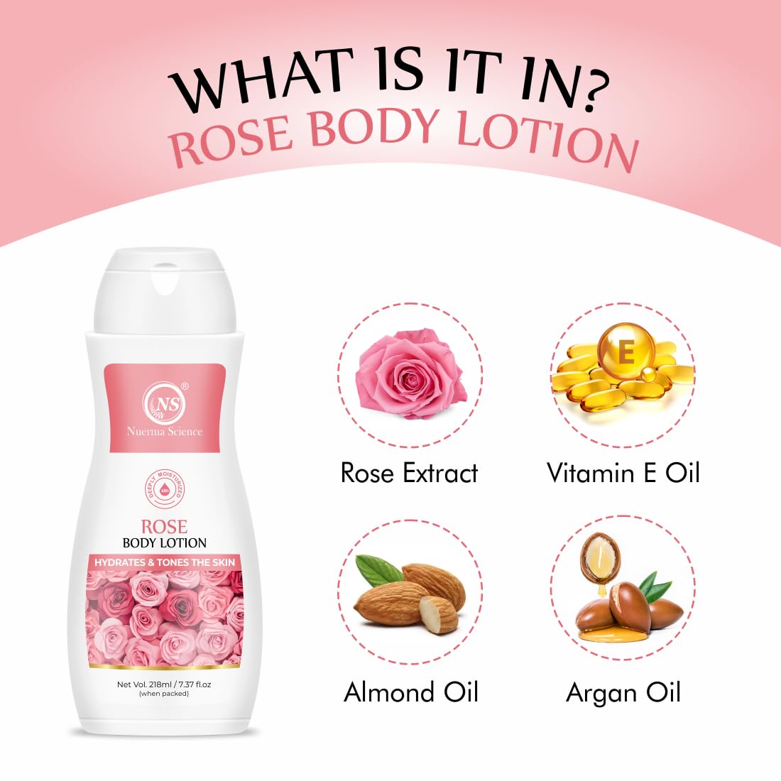 Nuerma Science Rose Body Lotion for Deep Moisturizing, Hydration & Nourishment | Grocsy