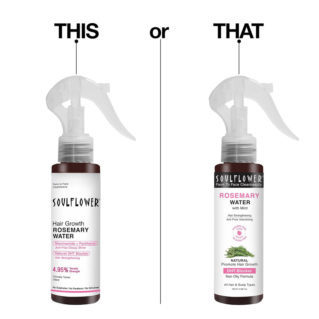 Soulflower Rosemary Water Spray with Mint For Hair growth, Hair fall control, Scalp health, Hair damage protection, Anti frizz | Grocsy
