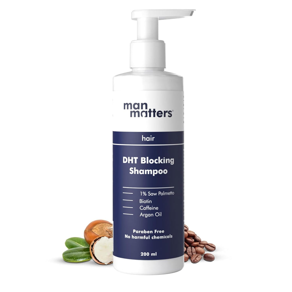 Man Matters Anti Hair Fall DHT Blocking Shampoo With Argan Oil, Biotin, Caffeine | Grocsy
