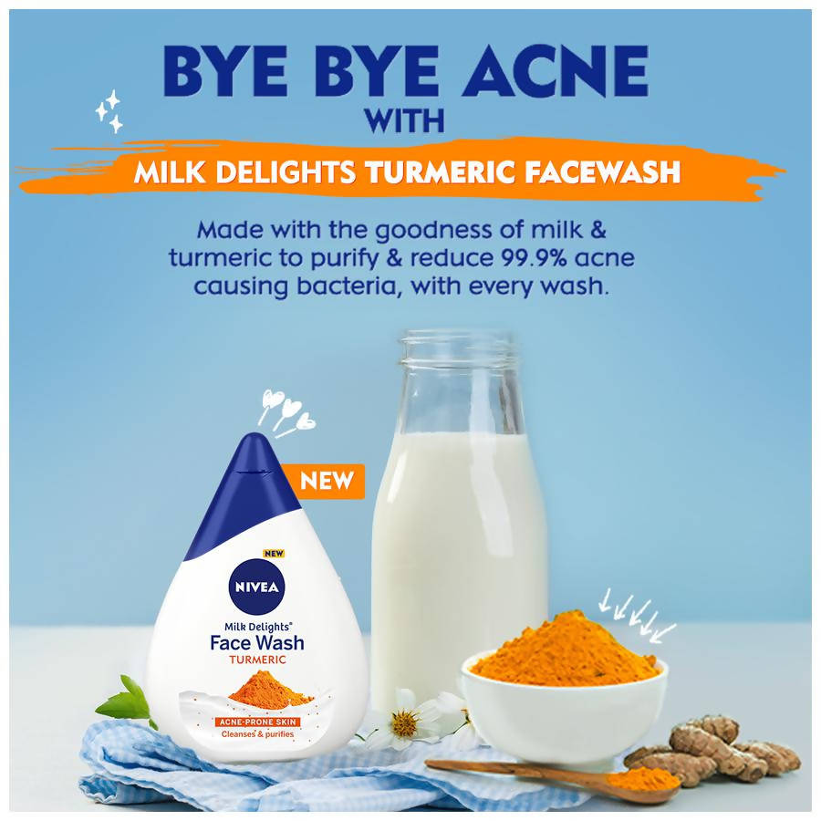 Nivea Milk Delights Turmeric Face Wash For Acne Prone Skin | Grocsy