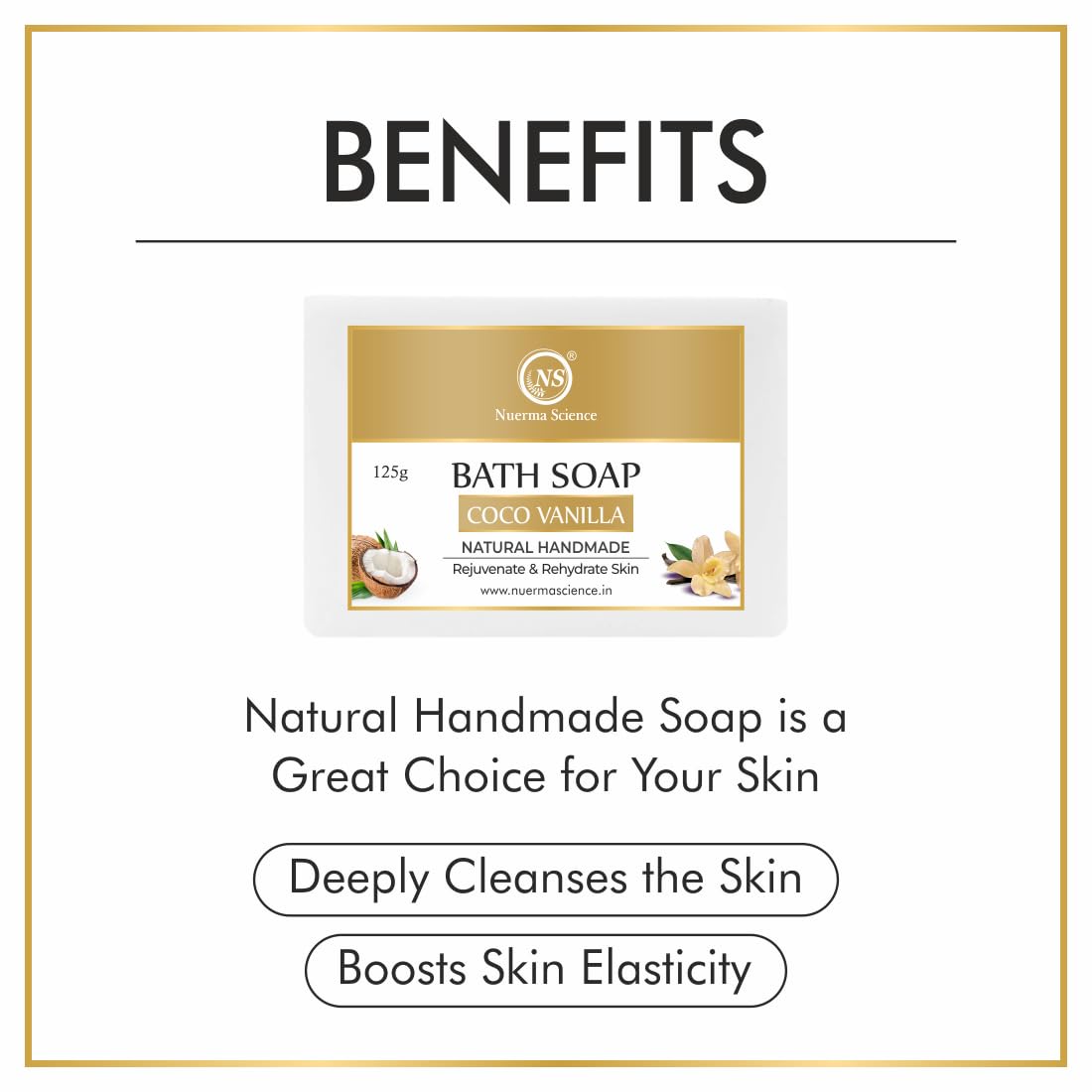 Nuerma Science Coco Vanilla Bath Soap | Rejuvenate & Rehydrates Skin | Grocsy