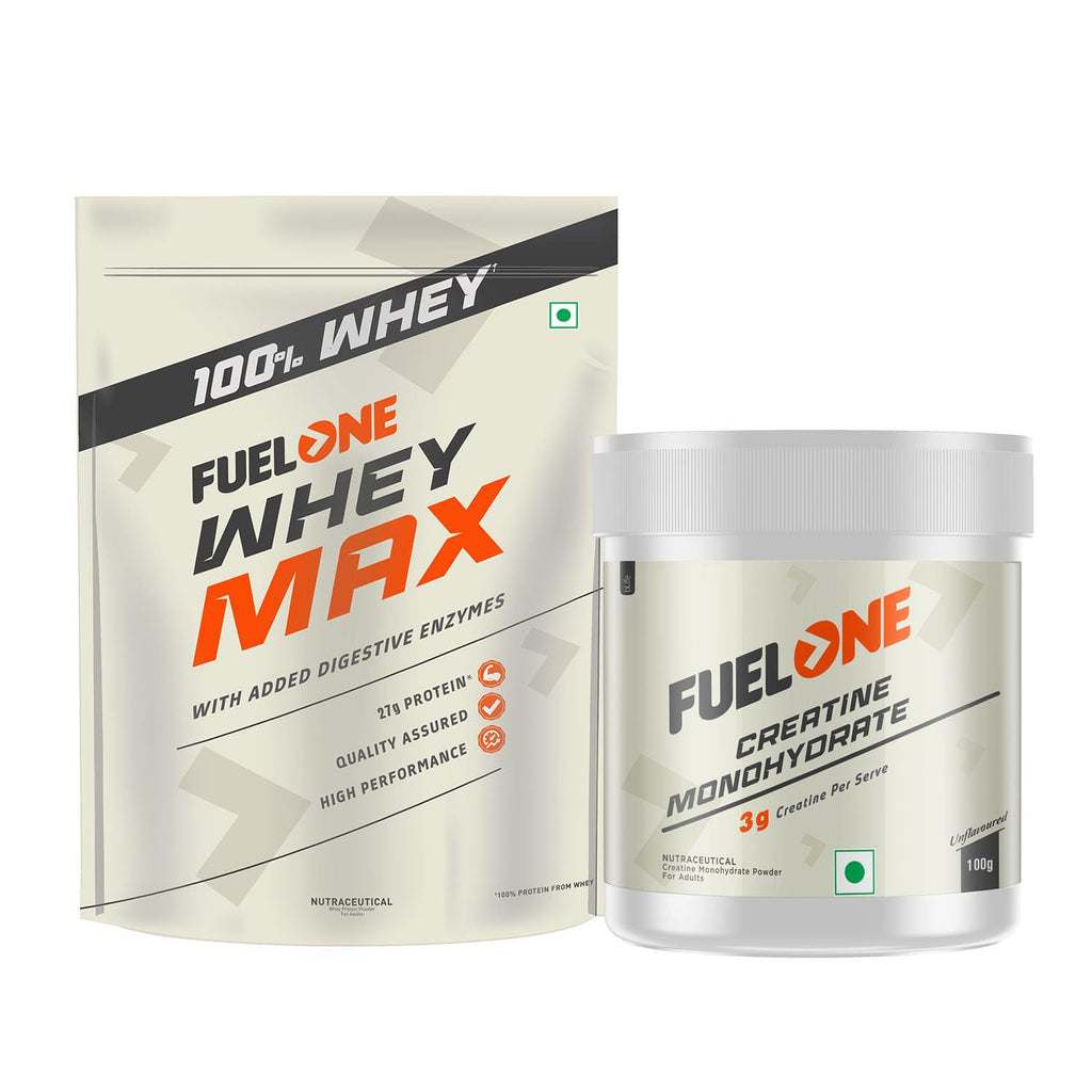 FUELONE Whey Max - Chocolate and Creatine Monohydrate Combo | Grocsy