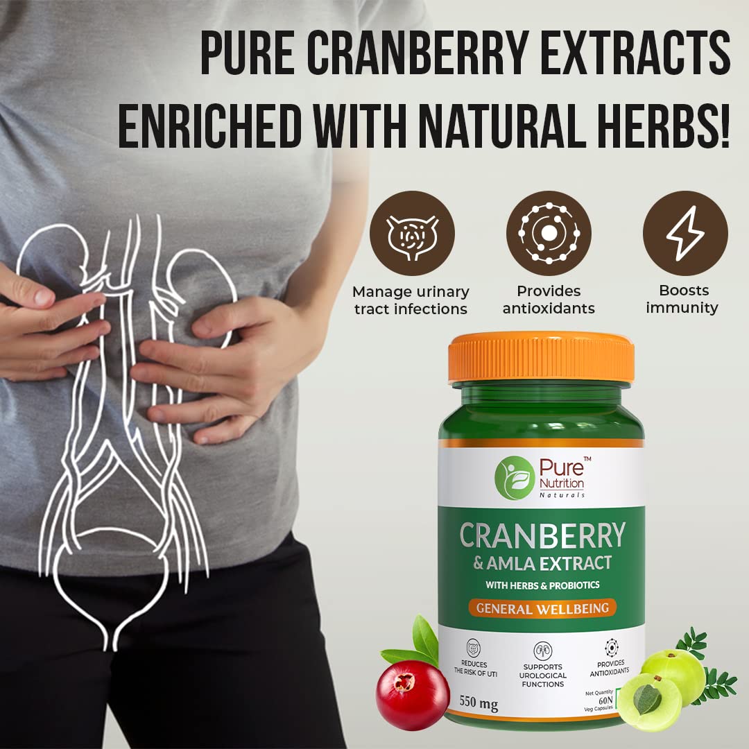 Pure Nutrition Cranberry & Amla Extract Veg Capsules | Grocsy