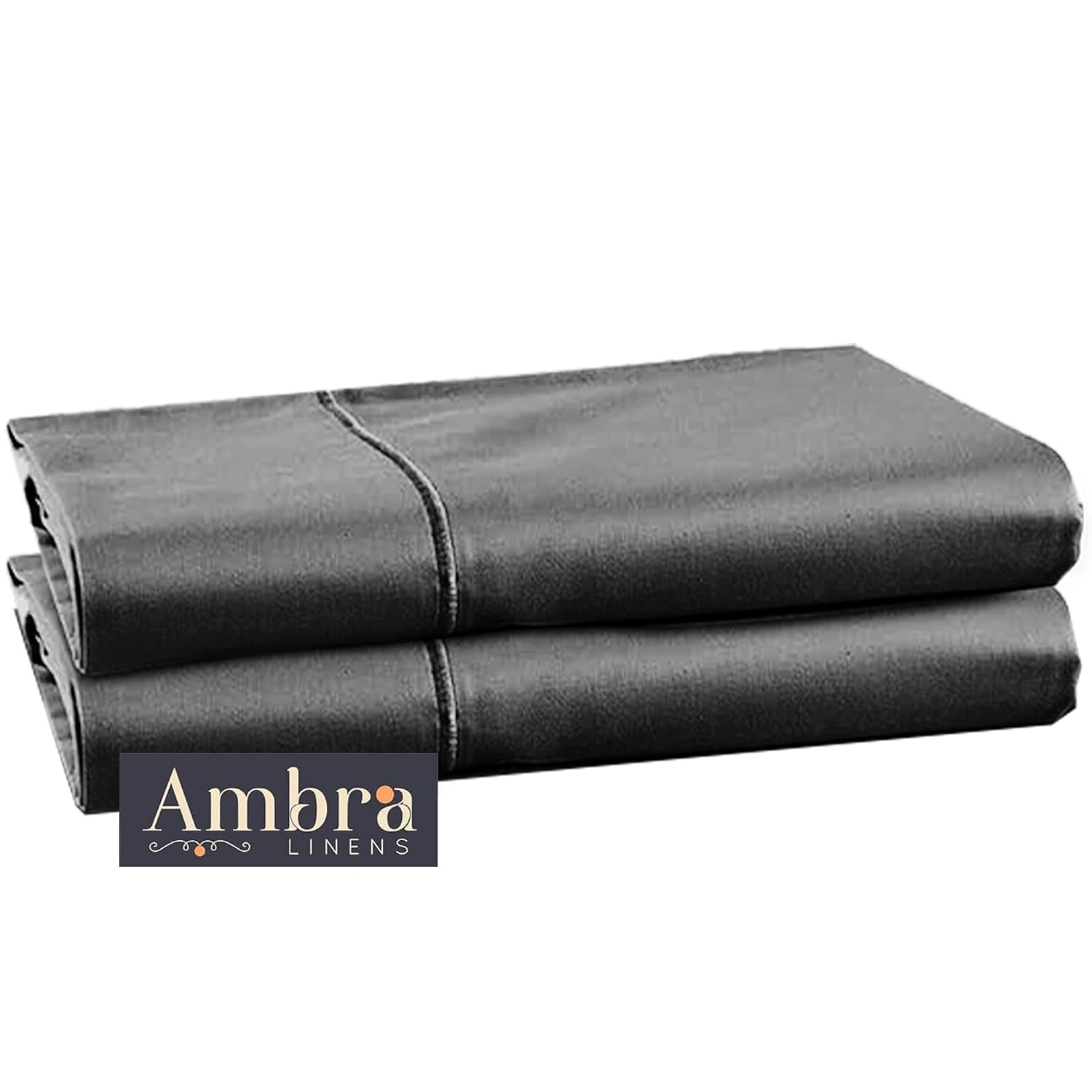 Ambra Linens Ultra Soft Pillow Protectors 400TC Set of 2 Breathable Pillow Covers-Grey | Grocsy