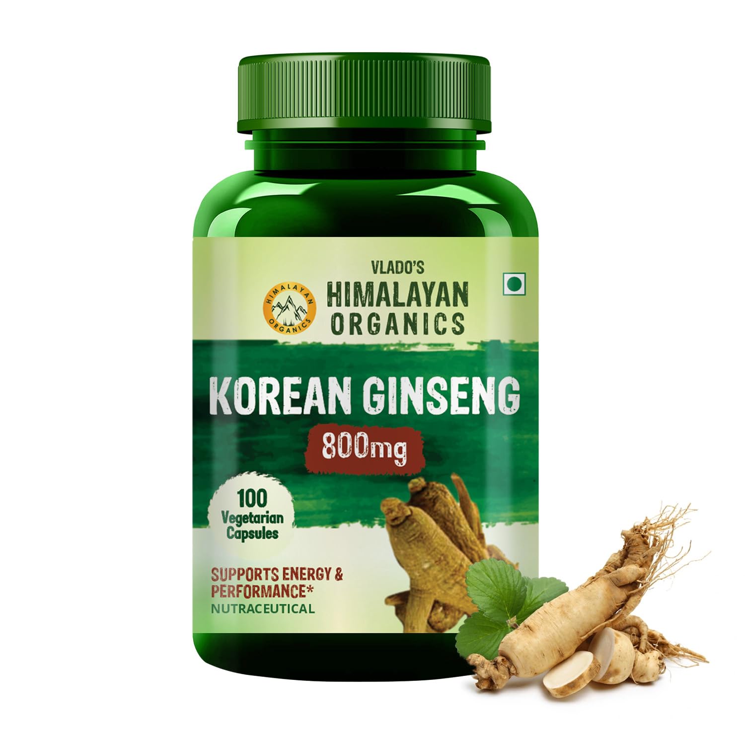 Himalayan Organics Korean Ginseng 800 mg Vegetarian Capsules | Grocsy
