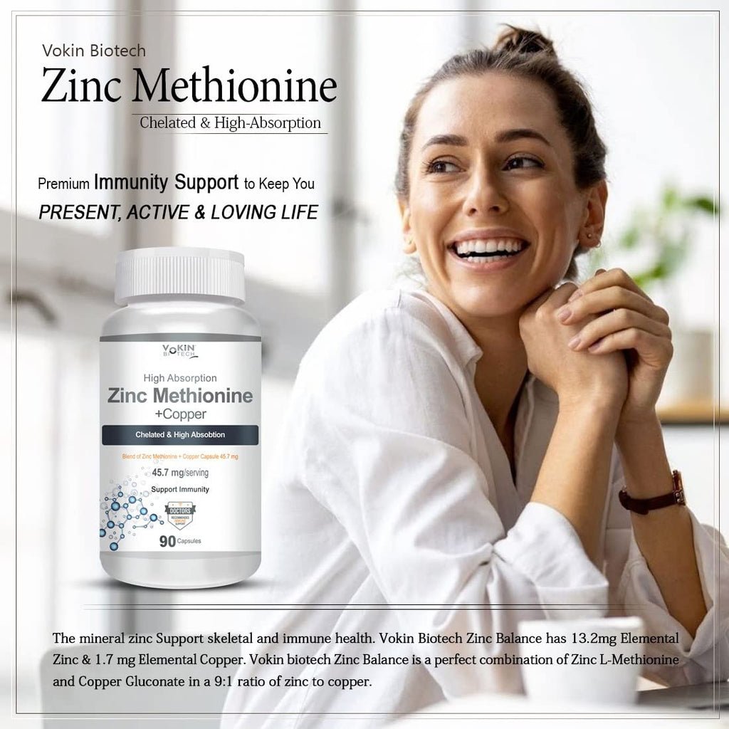 Vokin Biotech Zinc Methionine Plus Copper, Supports Immunity Capsules | Grocsy