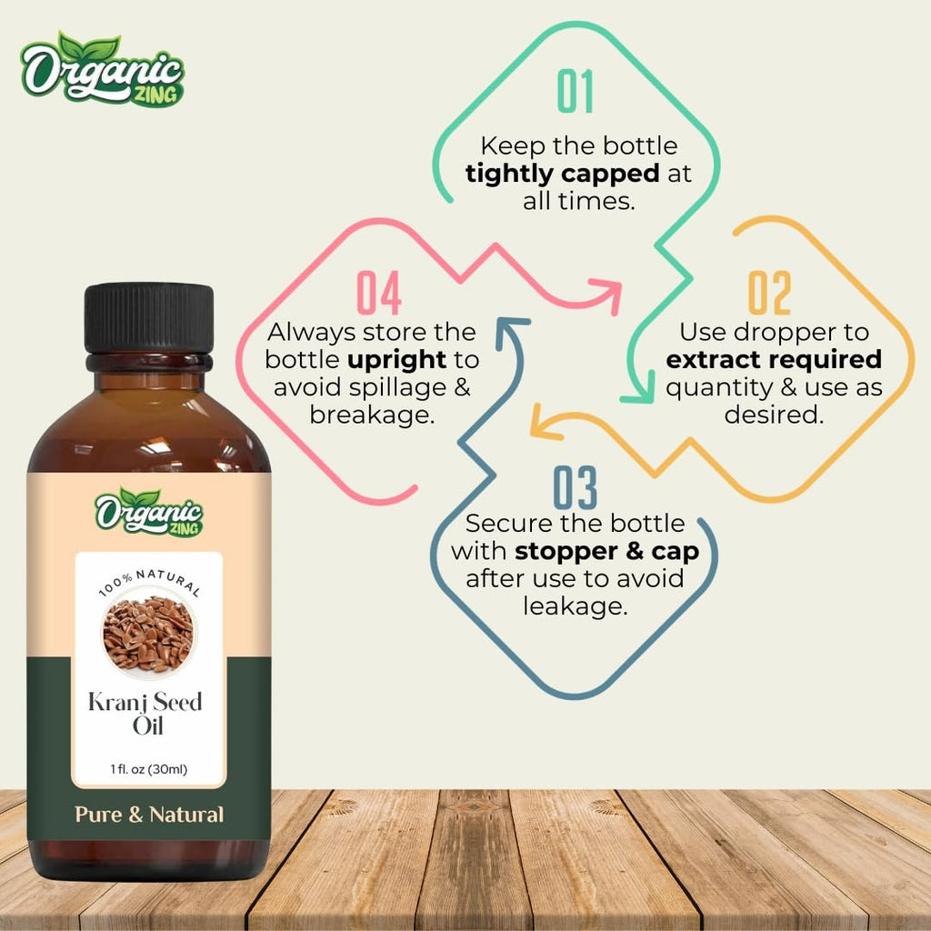 Organic Zing Karanj Seed (Pongamia Pinnata) Oil | Pure & Natural Carrier Oil for Skincare, Hair Care & Massage | Grocsy