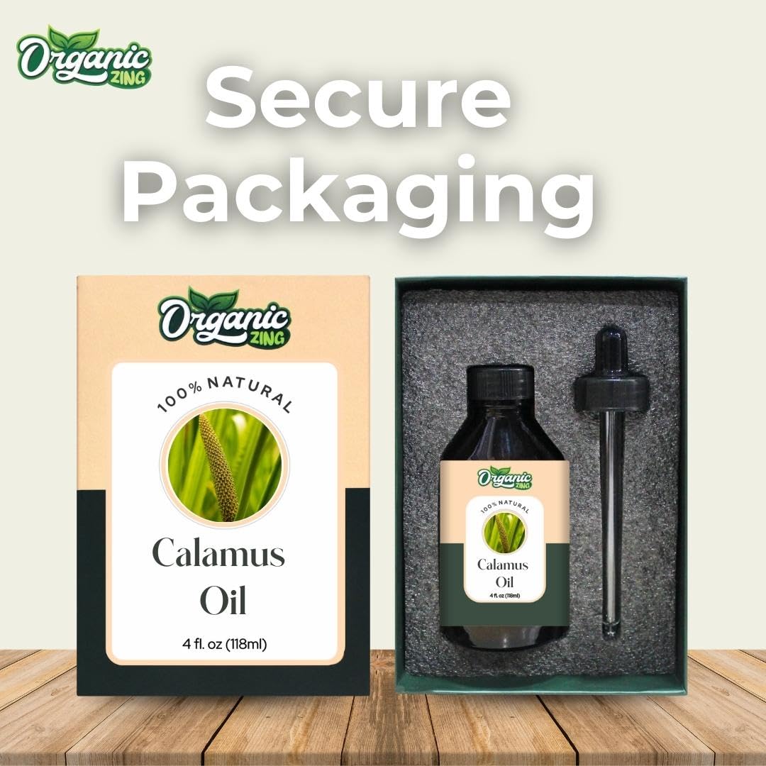 Organic Zing Calamus (Acorus Calamus) Oil | Pure & Natural Essential Oil for Skincare, Hair Care, Aroma & Diffusers | Grocsy