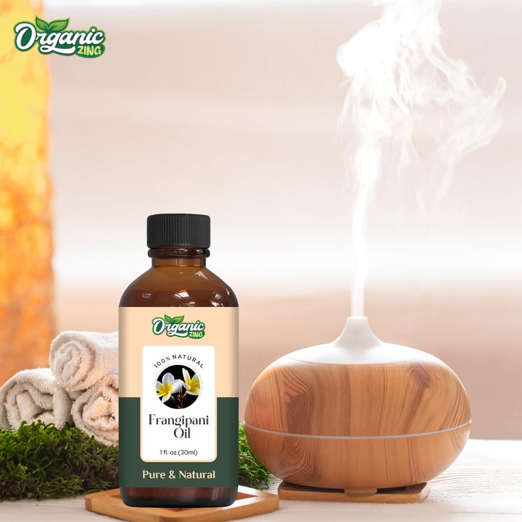 Organic Zing Frangipani (Plumeria alba) Oil | Pure & Natural Essential Oil for Skincare, Massage, Aroma & Diffuser | Grocsy