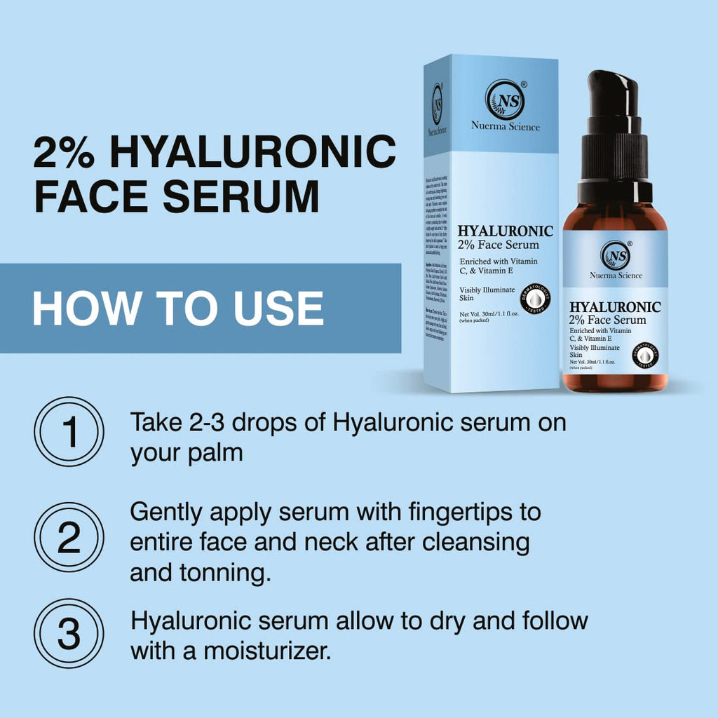Nuerma Science 2% Hyaluronic Acid Face Serum | Hydrates, Firms & Brightens | Grocsy
