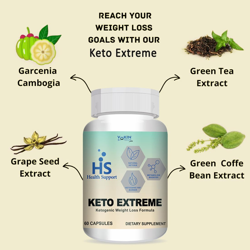 Vokin Biotech Keto Extreme Ketogenic Weight Loss Formula with Garcinia Cambogia Extract Fat Burner | Metabolism Booster | Grocsy