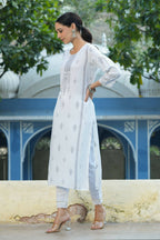 Juniper Women's White Rayon Placement Printed Straight Kurta | Grocsy