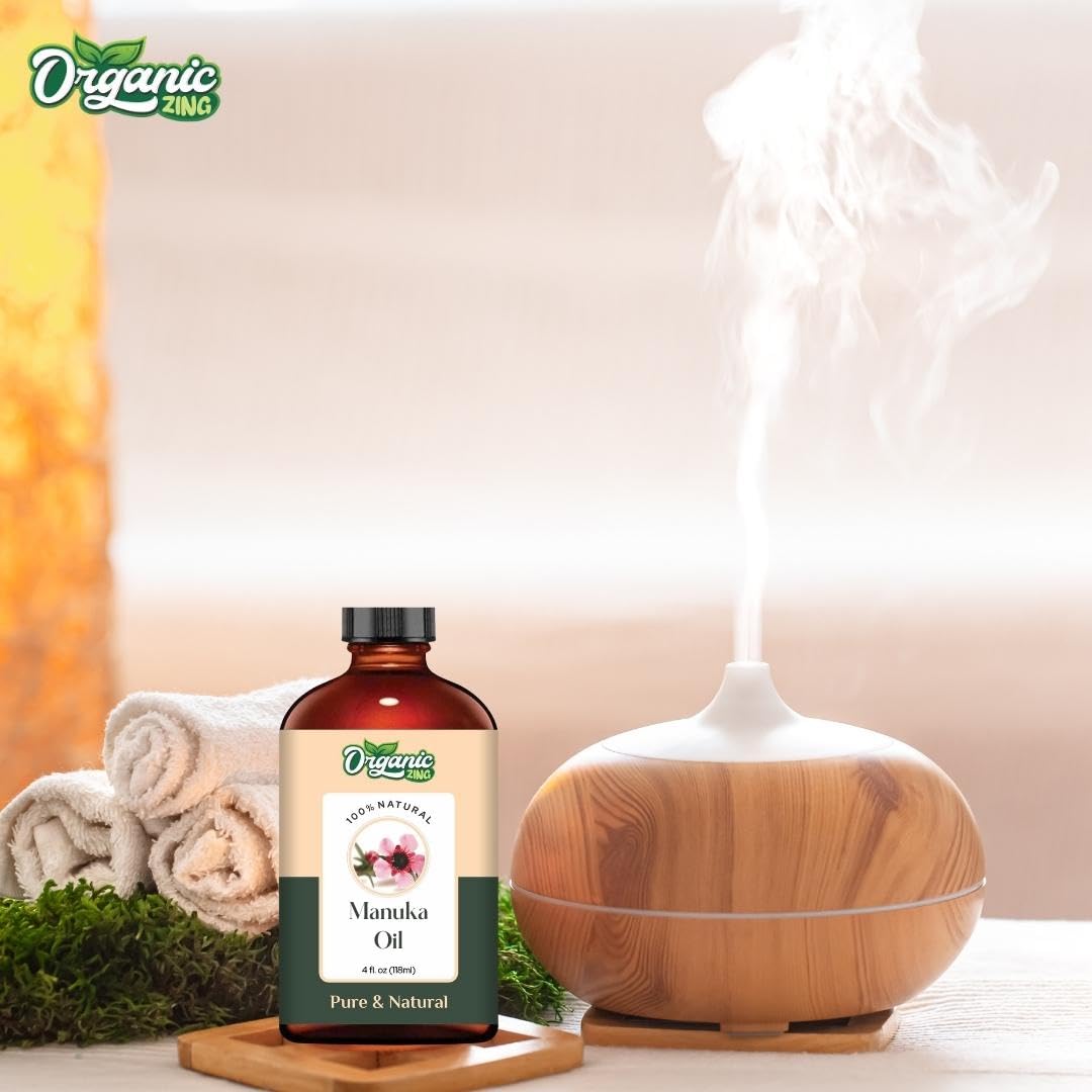 Organic Zing Manuka (Leptospermum scoparium) Oil | Pure & Natural Oil for Skin Care. Hair Care, Aroma & Diffusers | Grocsy