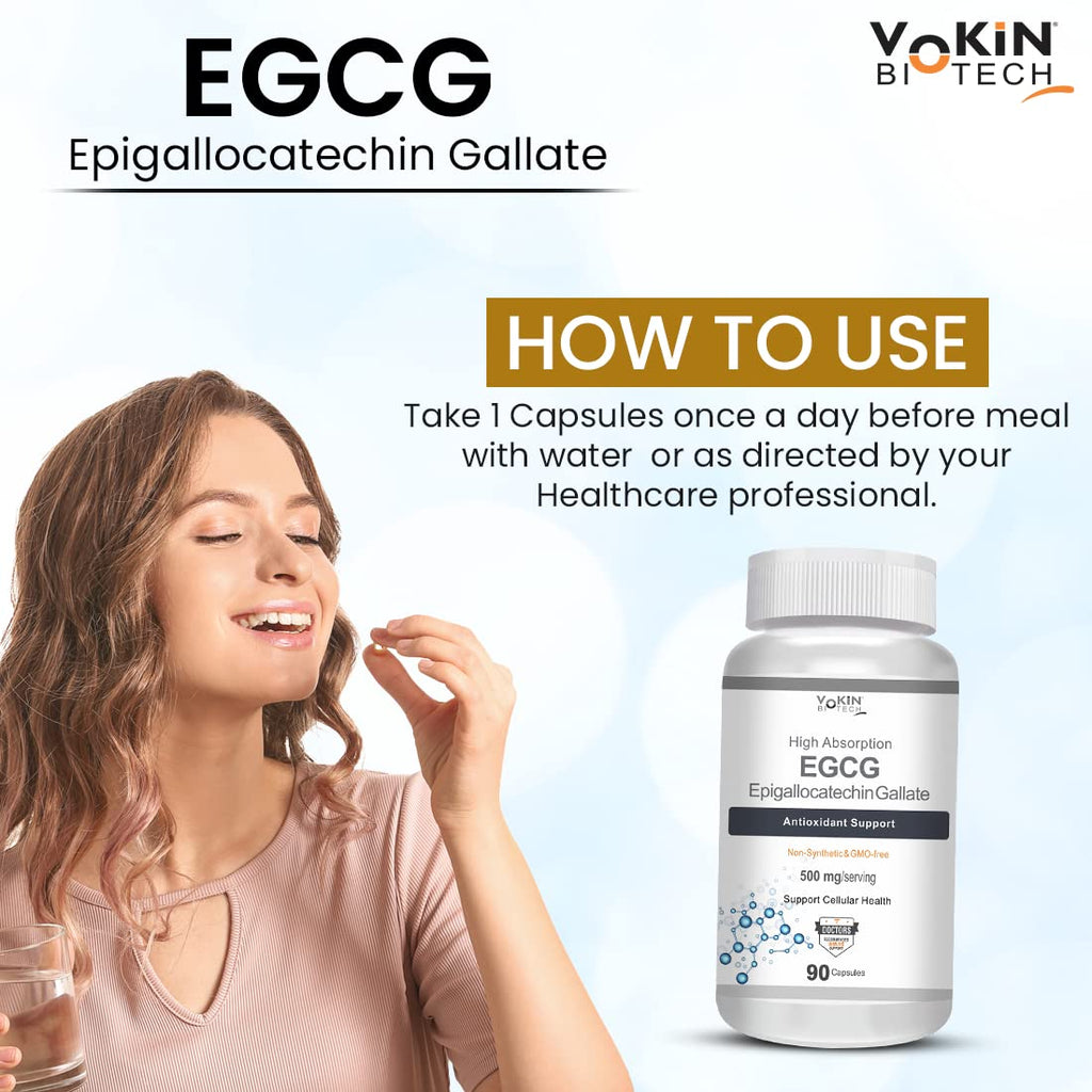 Vokin Biotech EGCG from Green Tea Leaf Extract 500mg EGCG - Antioxidant Support | Grocsy