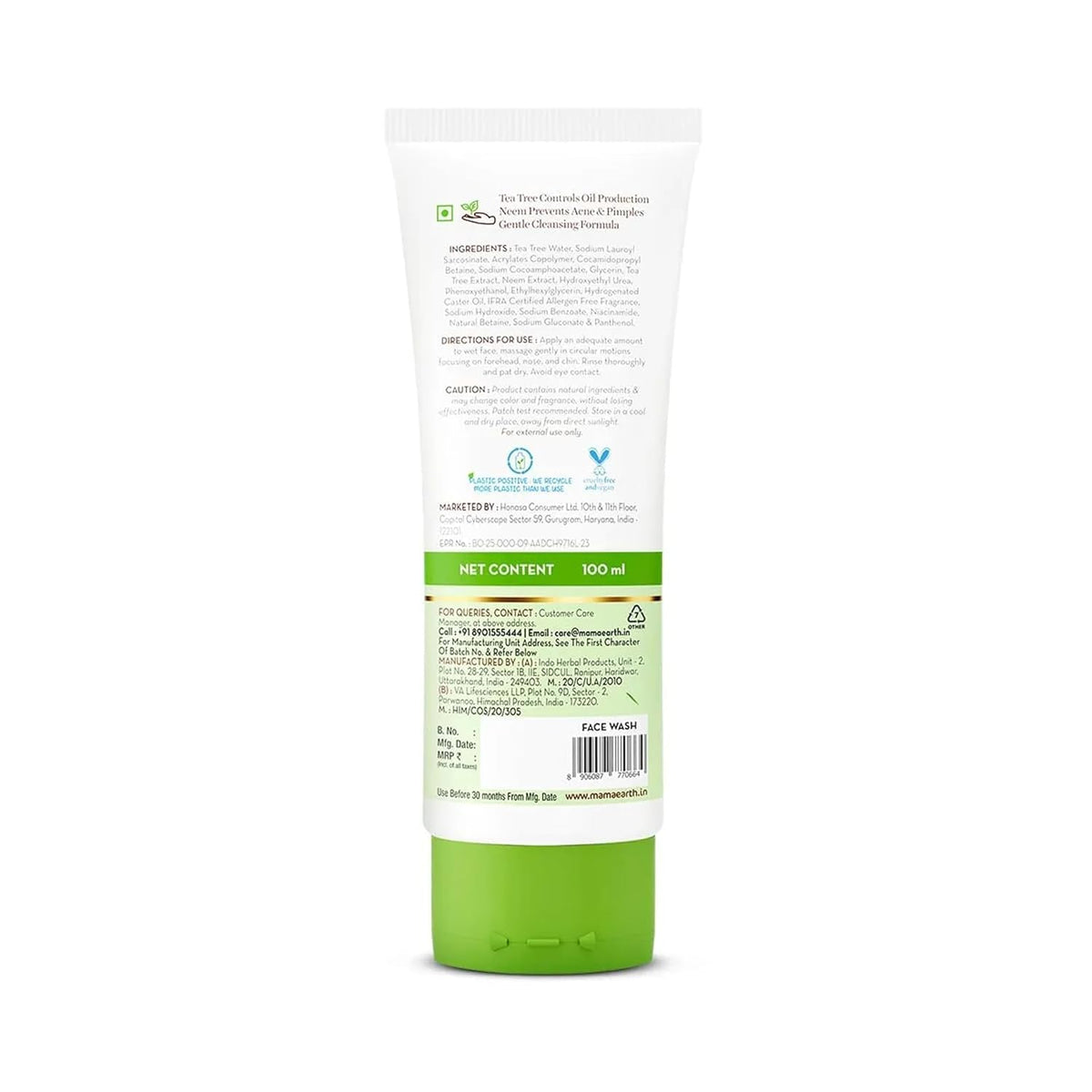 Mamaearth Tea Tree Face Wash for Acne & Pimples | Grocsy