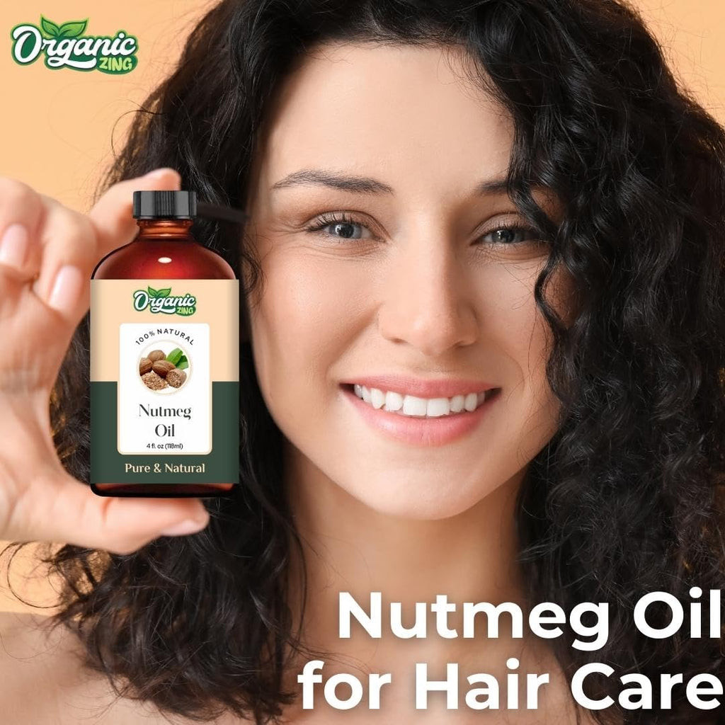 Organic Zing Nutmeg (Myristica Fragrans) Oil | Pure & Natural Essential Oil for Aroma, Diffusers, Skincare & Hair Care | Grocsy
