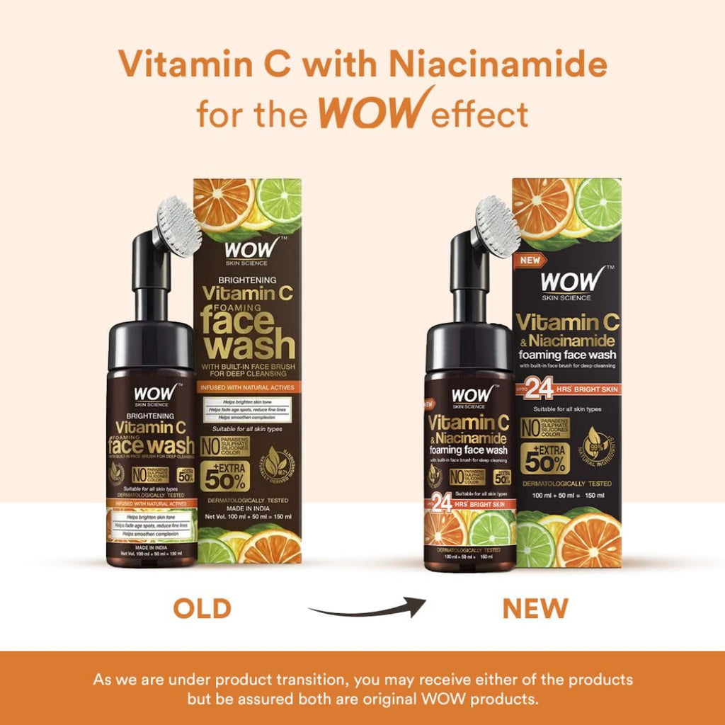 Wow Skin Science Vitamin C & Niacinamide Brightening Foaming Face Wash | Grocsy