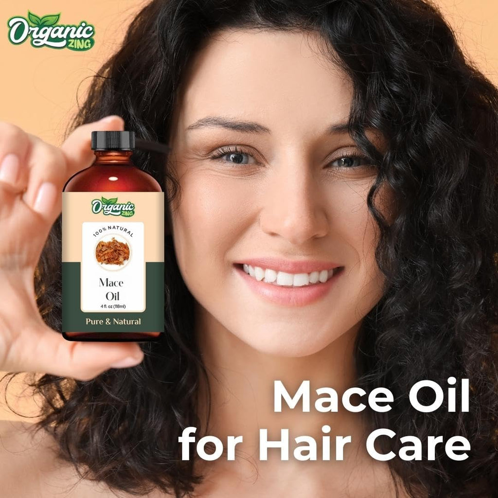 ORGANIC ZING Mace (Myristica Fragrans) Oil | Pure & Natural Essential Oil for Skin Care, Haircare, Aroma & Diffusers | Grocsy