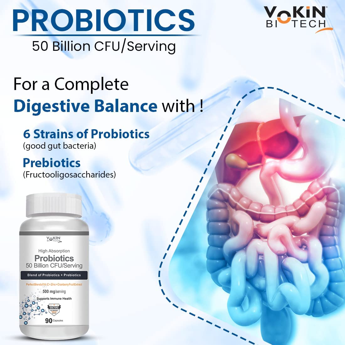 Vokin Biotech Probiotics 50 Billion CFU Multi Capsules | Grocsy