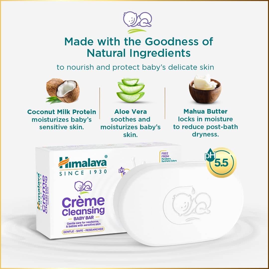 Himalaya Herbals Creme Cleansing Baby Bar For Baby's Sensitive Skin | Grocsy