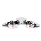 Sumeet Stainless Steel Flat Canisters/Storage Containers Set Of 3Pcs (1.2Ltr,1.5Ltr,2.1Ltr) | Grocsy