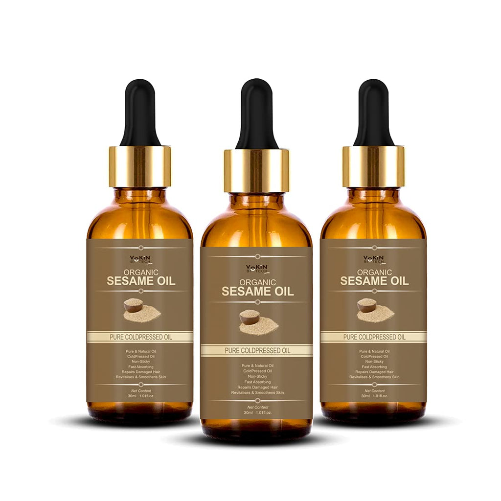 Vokin Biotech Organic Sesame Pure Cold Pressed Oil For Hair, Body, Skin Care, Massage, | Grocsy
