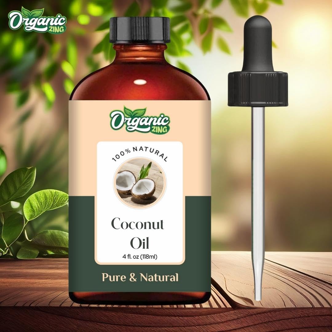 Organic Zing Coconut (Cocos Nucifera) Oil | Pure & Natural Carrier Oil for Skincare, Hair Care and Massage | Grocsy