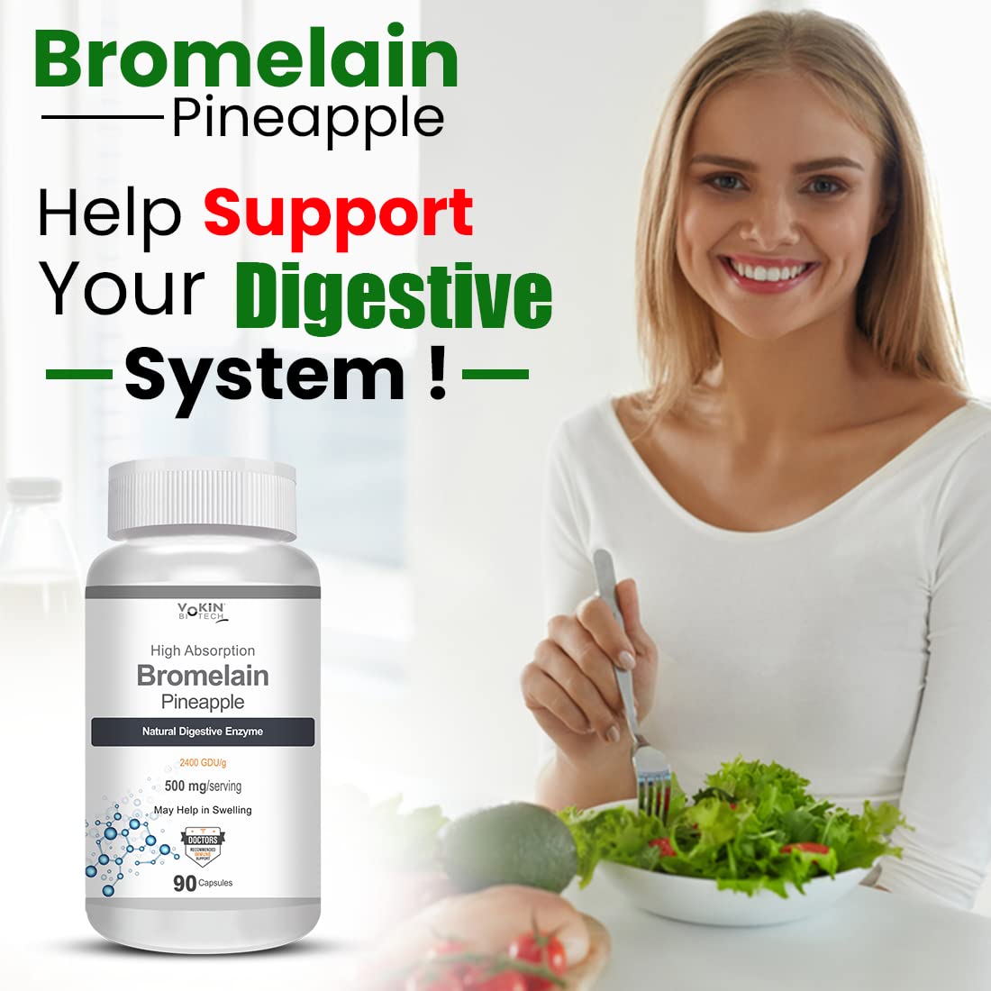 Vokin Biotech Bromelain Pineapple Capsules | Grocsy