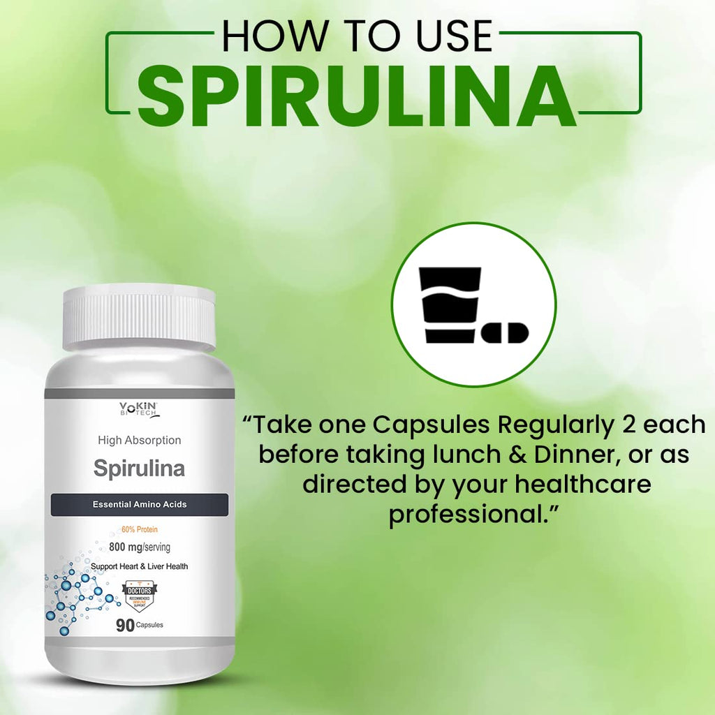 Vokin Biotech Spirulina- Support Heart Health and Liver Health -800mg | Grocsy
