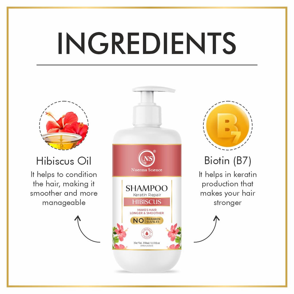 Nuerma Science Hibiscus Hair Shampoo with Keratin Repair (SLS Free) | Grocsy