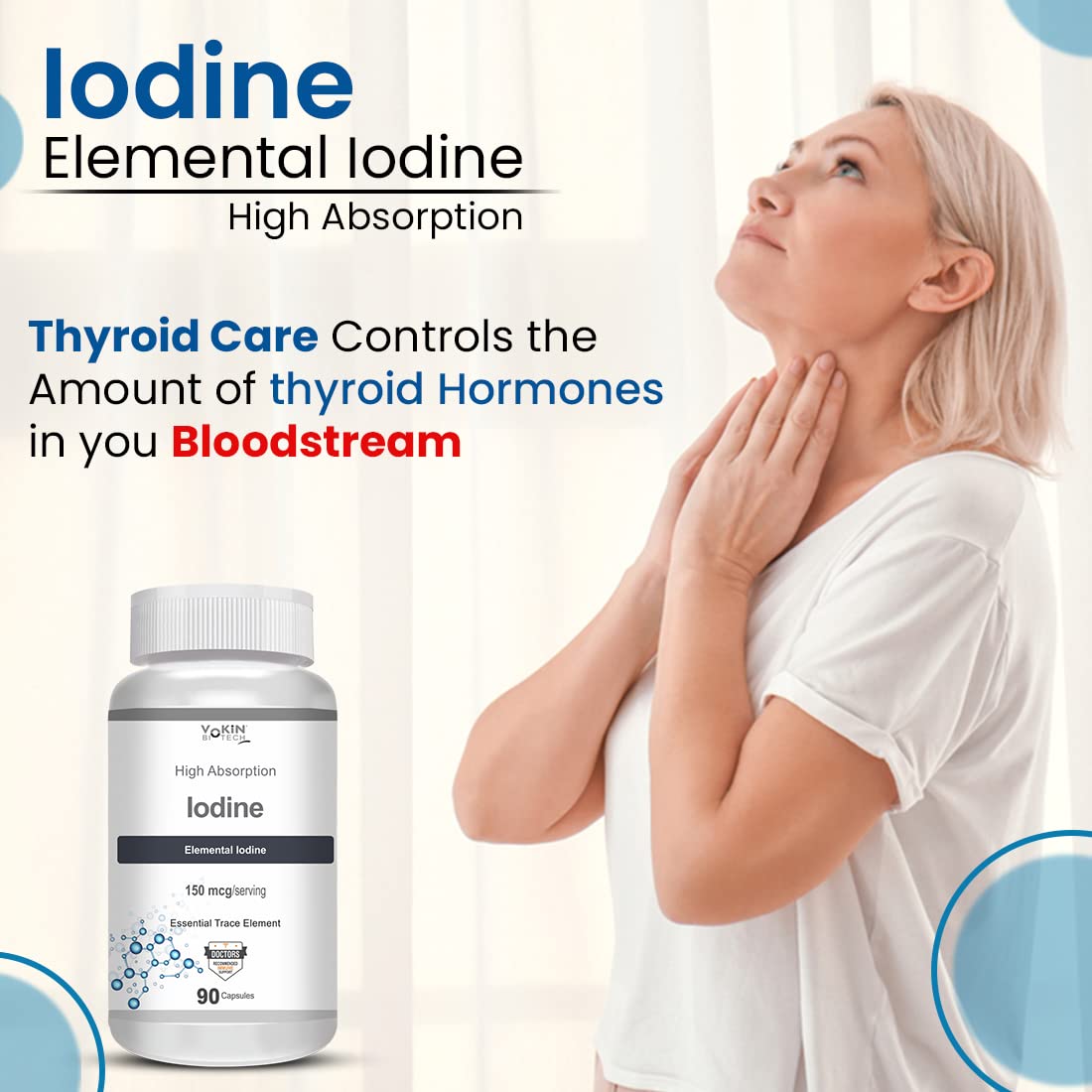 Vokin Biotech Iodine | Supplement to Support The Thyroid and Maintain Healthy Cellular Metabolism | Grocsy