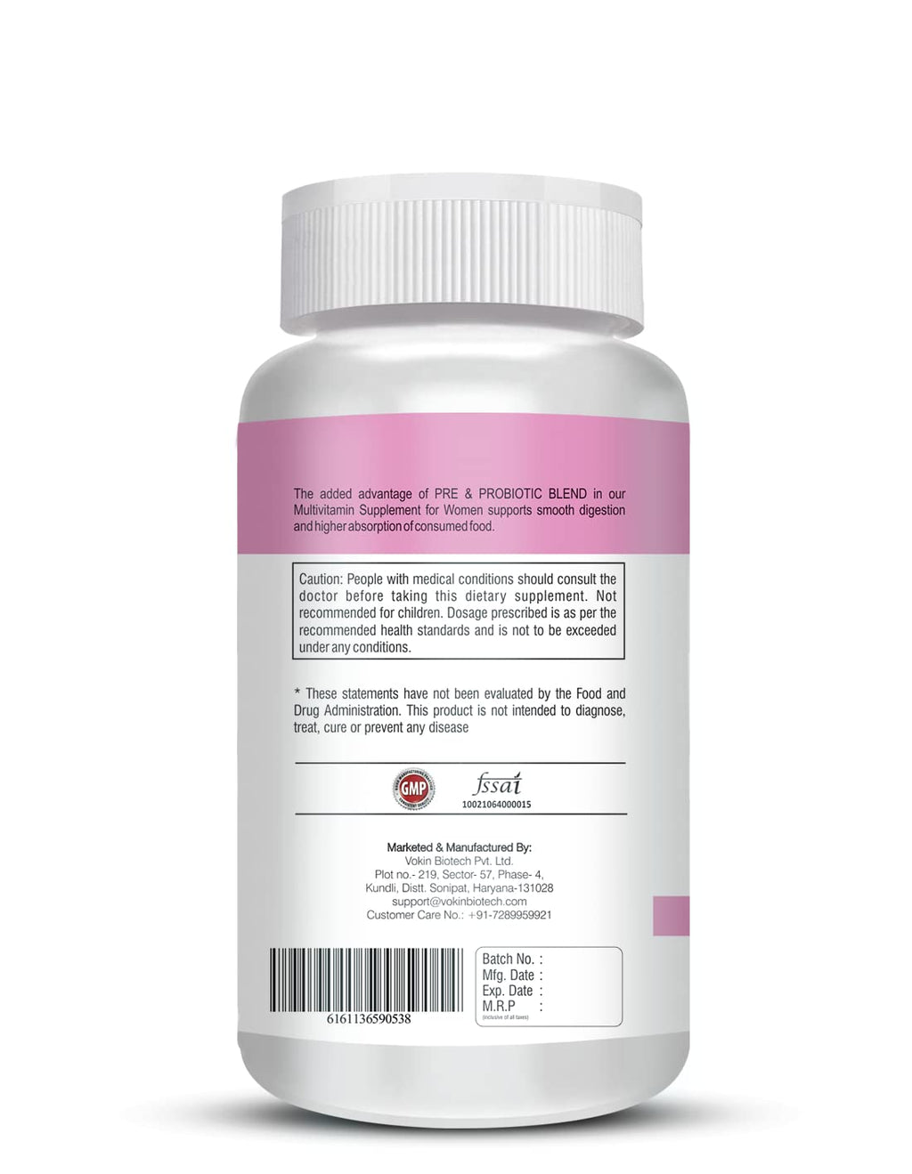 Vokin Biotech Multivitamin with Probiotics, With Vitamin C, Vitamin B, Vitamin D, Zinc, Supports Immunity and Gut health, For (Multivitamin For Women) | Grocsy