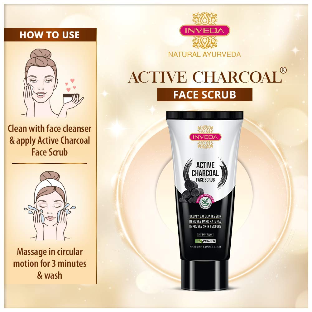 Inveda Active Charcoal Face Scrub For Women | Grocsy