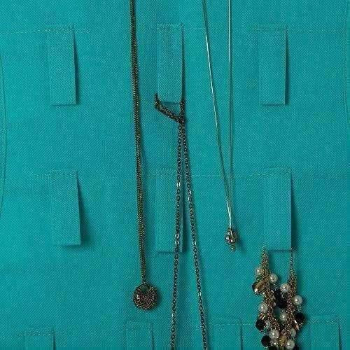 Green Color - Fabric Hanging Dress Double Sided Jewelry Organizer | Grocsy