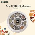 MARU Steel 12-in-1 Spice Box For Kitchen, Durable Masala Dani with Middle Partition Container | Grocsy