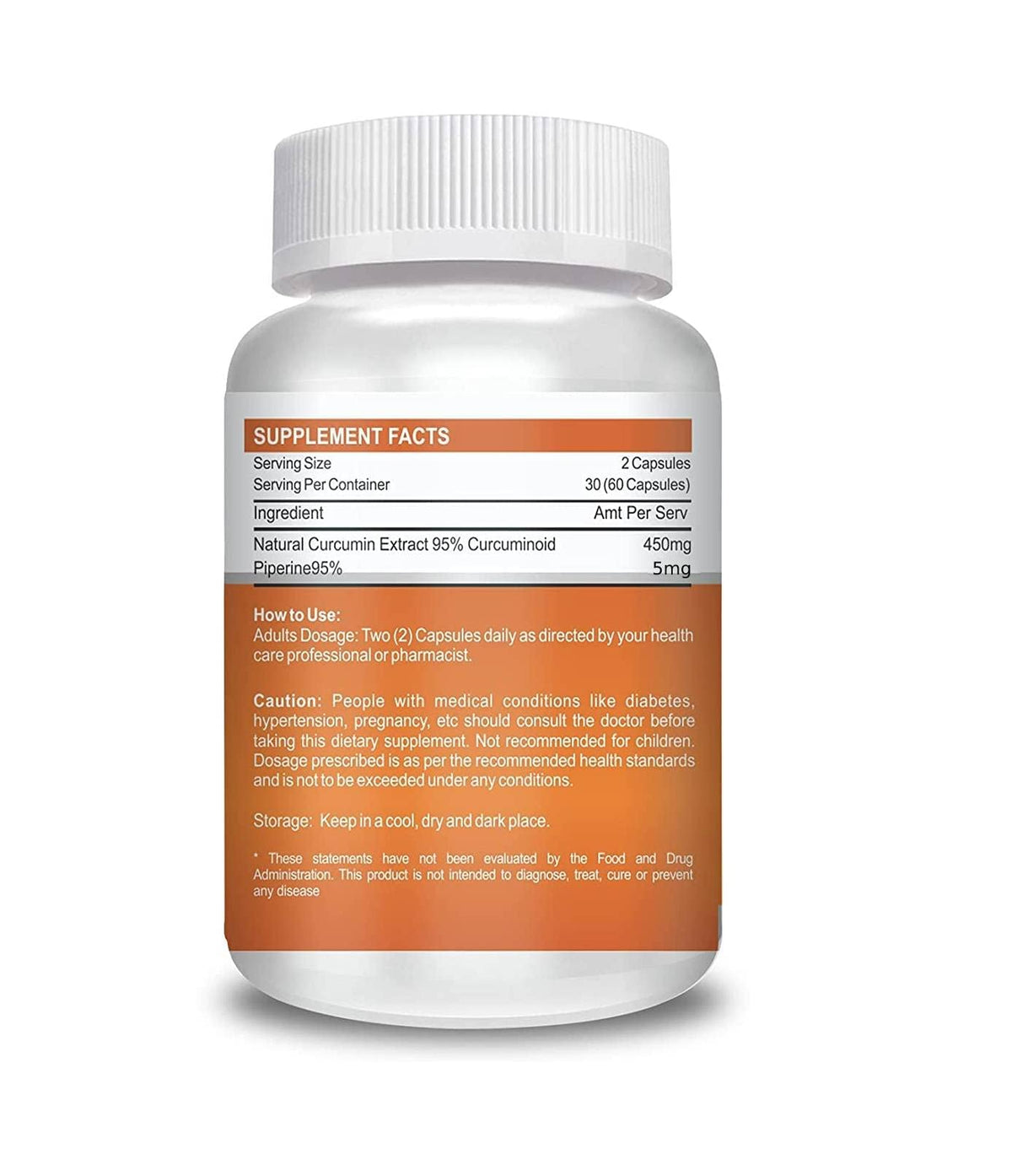 Vokin Biotech Natural Turmeric Curcumin Extract 95%(Curcuminiod) With Piperine Capsules 500Mg | Grocsy