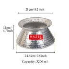 HAZEL Aluminium Handi with Lid 3200 ml | Thick Hammered Biryani Pot | Grocsy