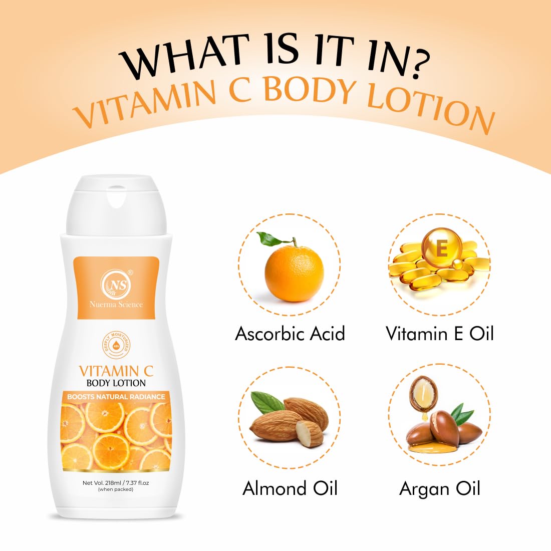 Nuerma Science Vitamin C Moisturizing Body Lotion | Deep Hydrating & Nourishing Body Lotion | Grocsy