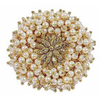 Gold-Polished Pearl Beads Polki Ring | Grocsy