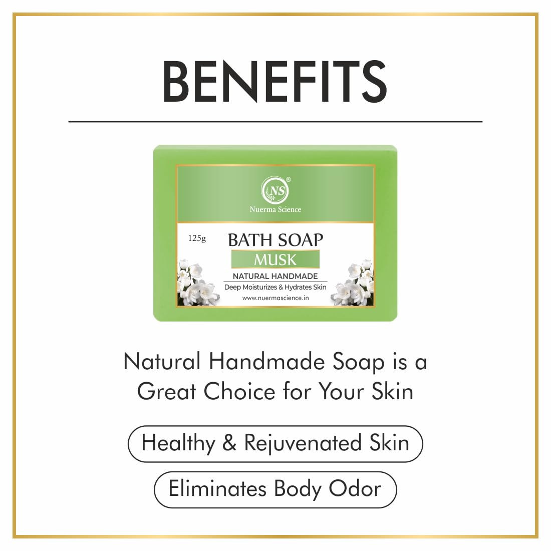Nuerma Science Musk Bath Soap | Enveloping Fragrance for All-Day Freshness | Grocsy