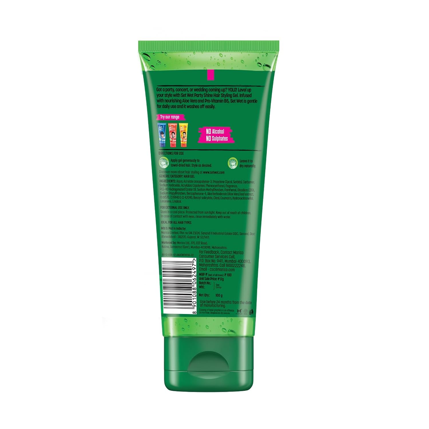Set Wet Hair Gel for Men Vertical Hold Strong Hold High Shine | Grocsy