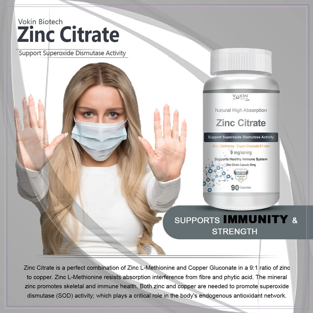 Vokin Biotech Zinc Citrate Supports Healthy Immune system Capsules | Grocsy