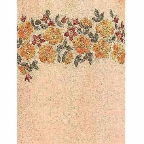Chanderi Silk Unstitched Peach Color Dress Material | Grocsy