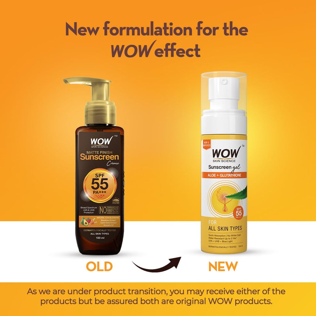 Wow Skin Science Sunscreen Matte Finish - SPF 55 PA++ | Grocsy