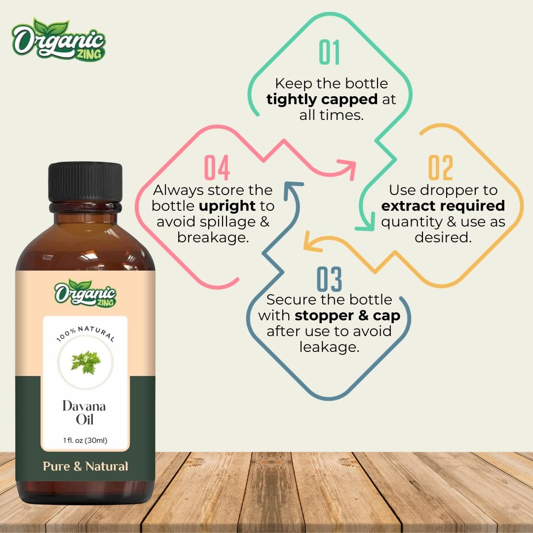Organic Zing Davana (Artemisia Pallens) Oil | Pure & Natural Essential Oil for Skincare, Aroma and Diffusers | Grocsy