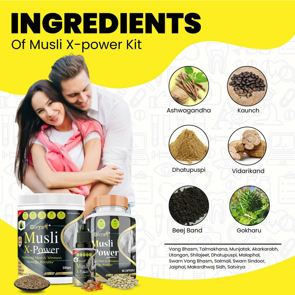 Divya Shree Musli X-Power Cap, Oil and Prash Combo | Grocsy