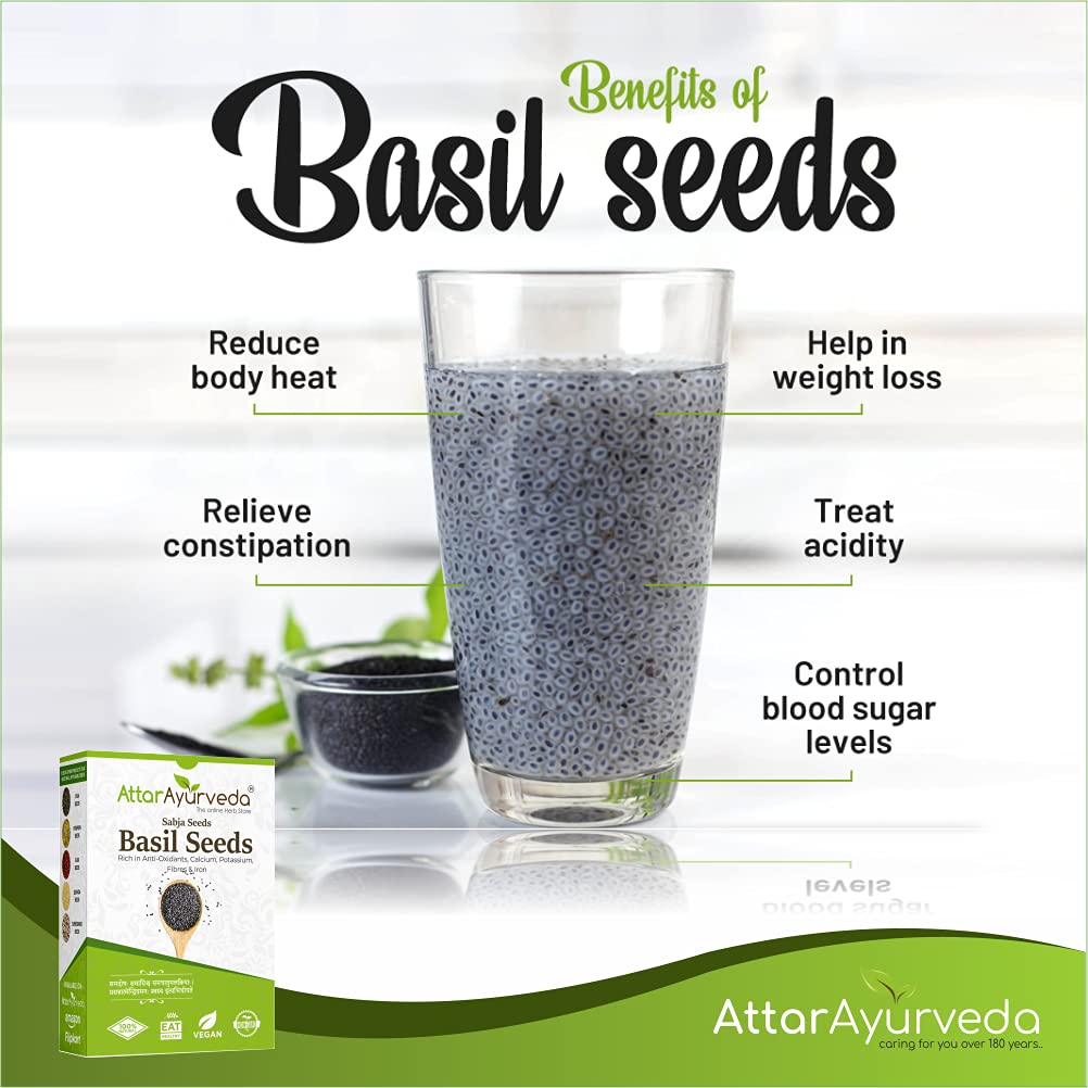 Attar Ayurveda Sabja Basil Seeds | Grocsy