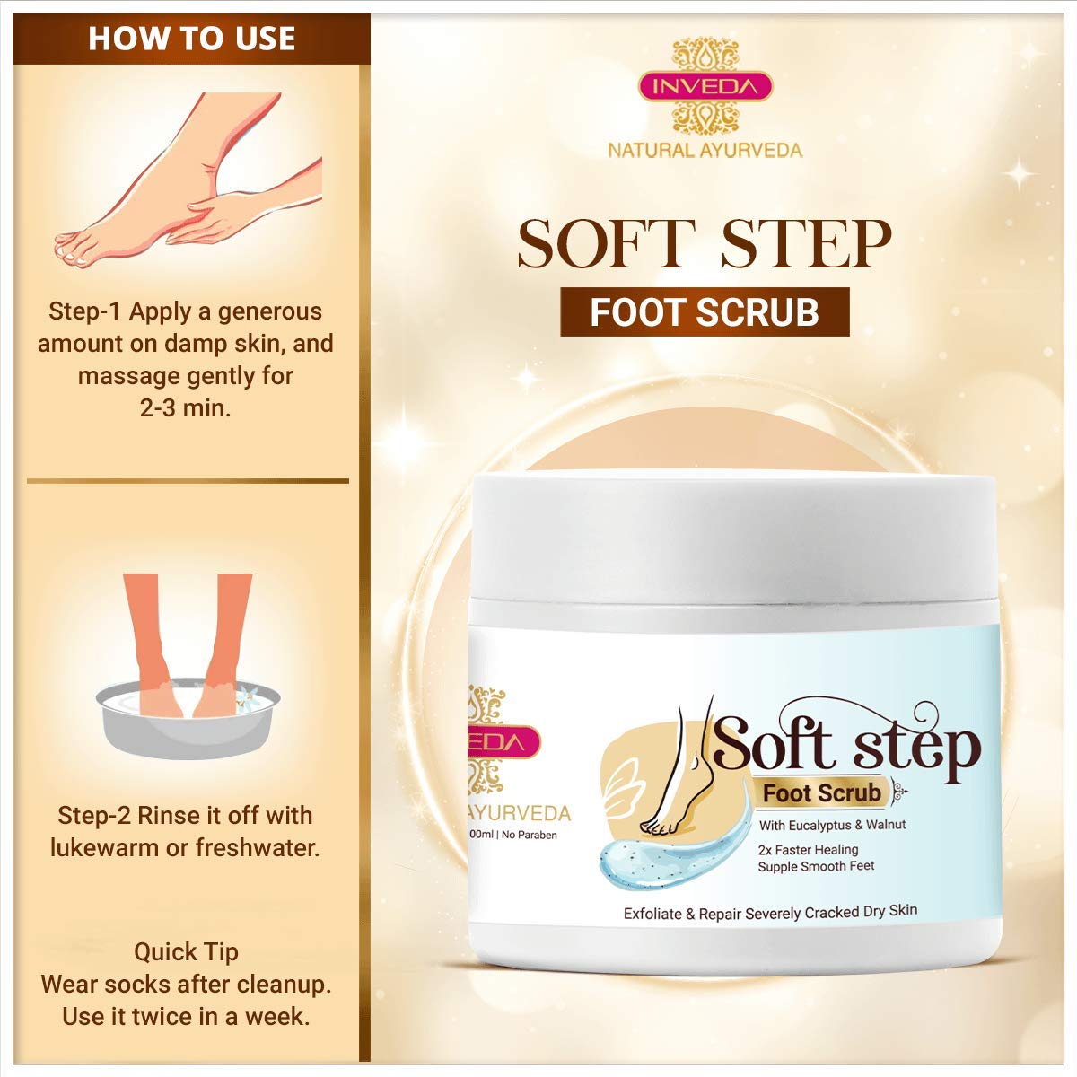 Inveda Soft Step Foot Scrub | Grocsy