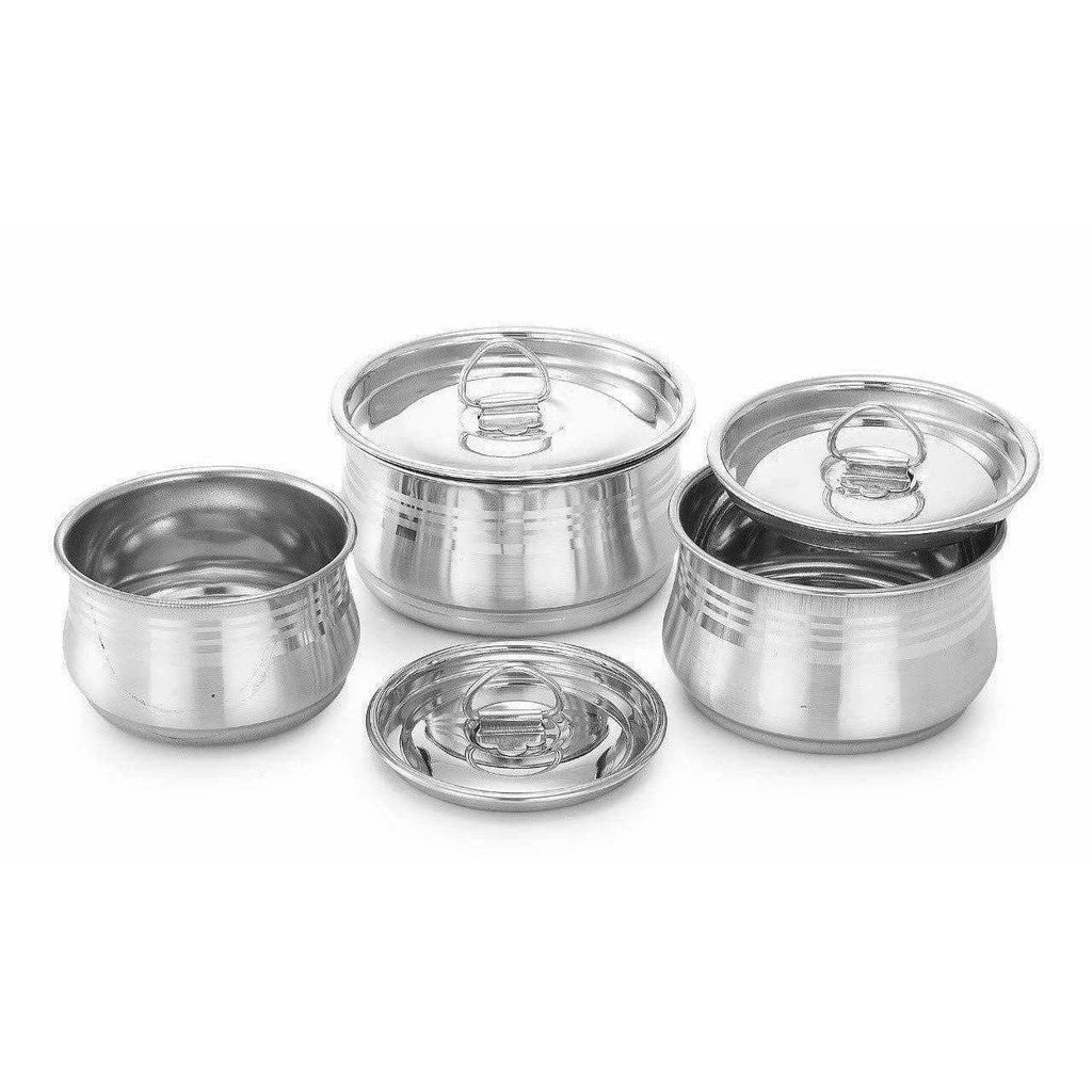 Stainless Steel Cooking & Serving Dish Pot Set of 3 | Grocsy